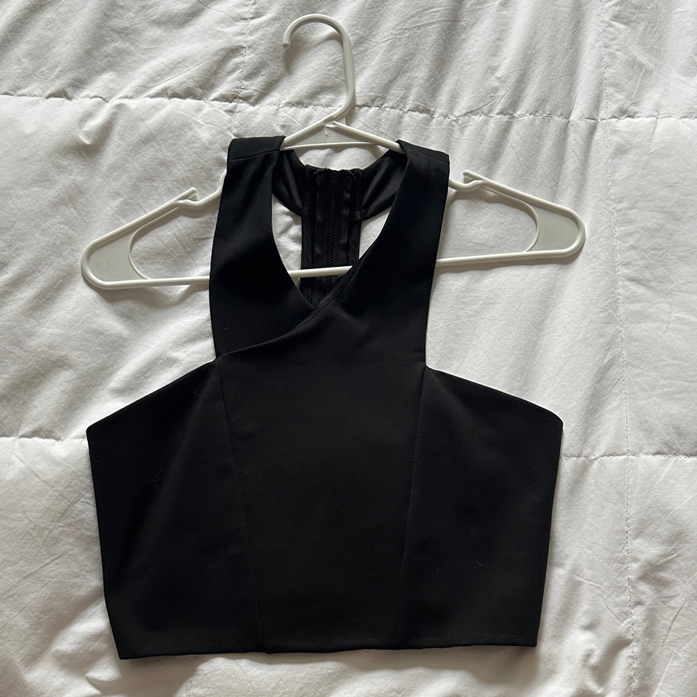 Express Black Halter Crop Top